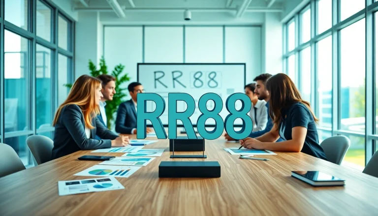 Optimize your marketing strategies with RR88 as a focus, showcasing teamwork in a modern office.