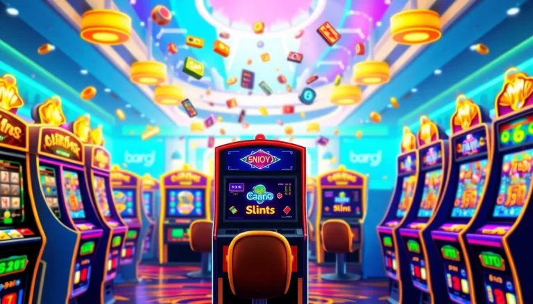 Mengungkap slot menarik di bukti4d alternatif slot dengan suasana kasino yang meriah dan slot mesin warna-warni.