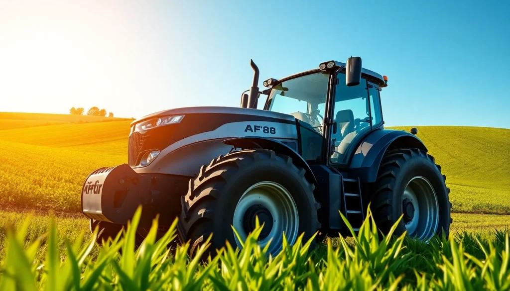 Showcasing the AF88 tractor in an agricultural setting, highlighting its features and capabilities.