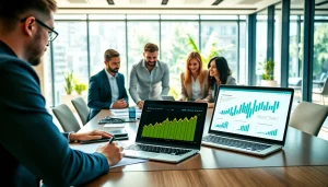 Analyze 79king marketing trends in a dynamic office environment with a vibrant team.