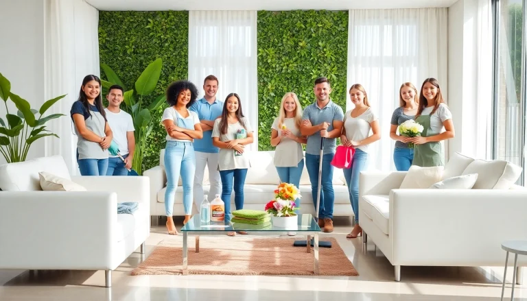 Clean and organized living room showcasing a professional Cleaning Service team at work, highlighting their skills.