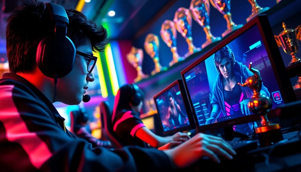 Engaged players in an intense MV88 game setting with vibrant colors and dynamic actions.