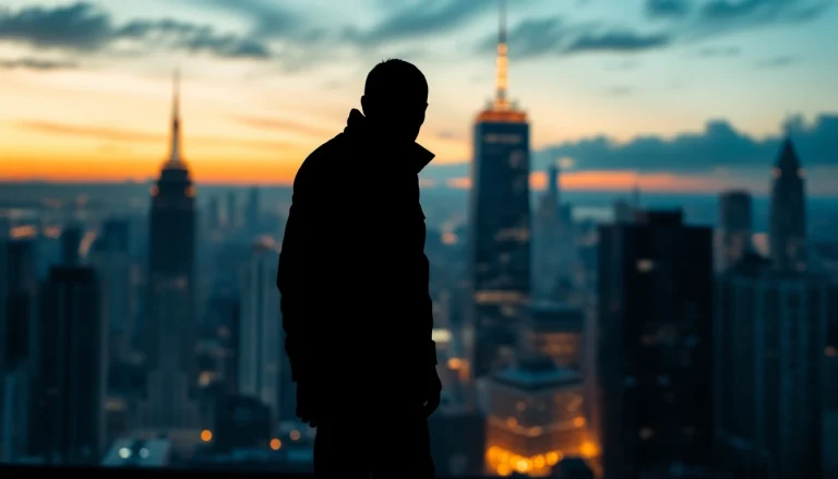 Engaging thriller book cover featuring a mysterious silhouette against a suspenseful city skyline.
