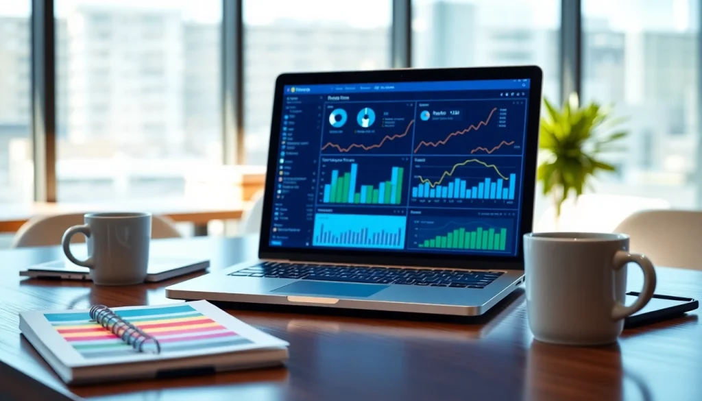 Analyze your metrics with an Instagram smm panel in a contemporary workspace filled with vibrant technology.