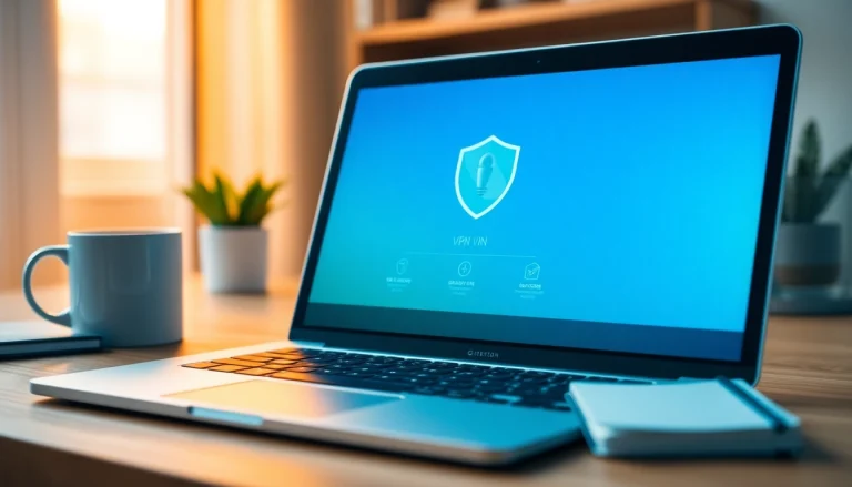 Effortlessly initiate free vpn download on a laptop, showcasing the intuitive software interface.