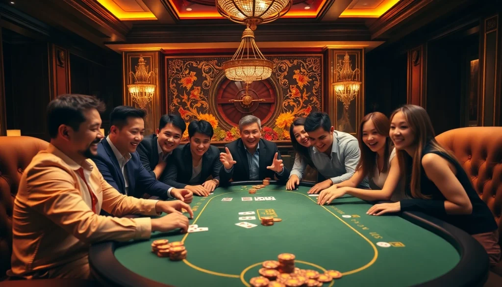 Engaging players at เจ้ามือรับแทง F168 poker table, showcasing luxury in online gambling.