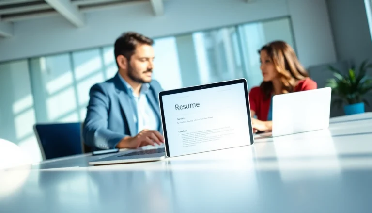 Client receiving professional assistance in resume writing near me, showcasing a modern office atmosphere.