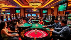 Khela88 players enjoying live betting and casino games in a vibrant atmosphere filled with excitement.