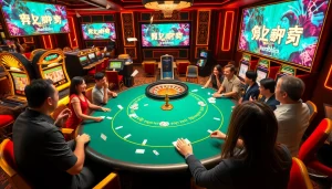 Online gambling excitement with 주소모음 prominently featured, showcasing a thrilling casino atmosphere.