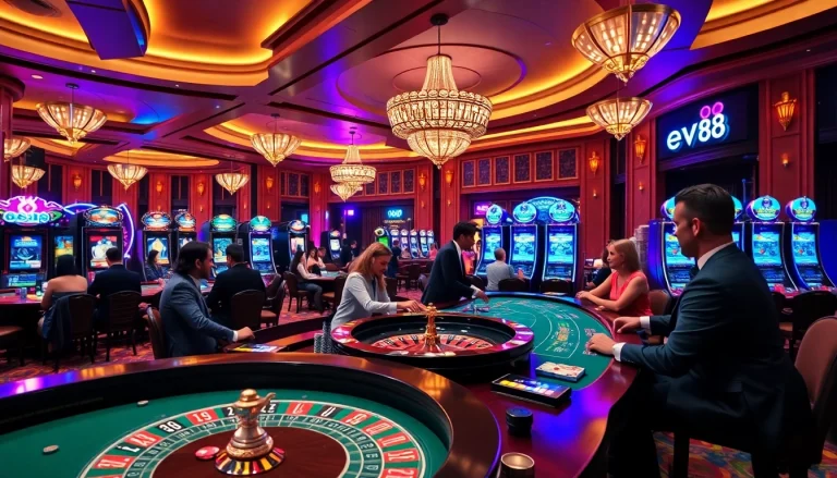 Experience the excitement of EV88 with players engaging in thrilling casino games.