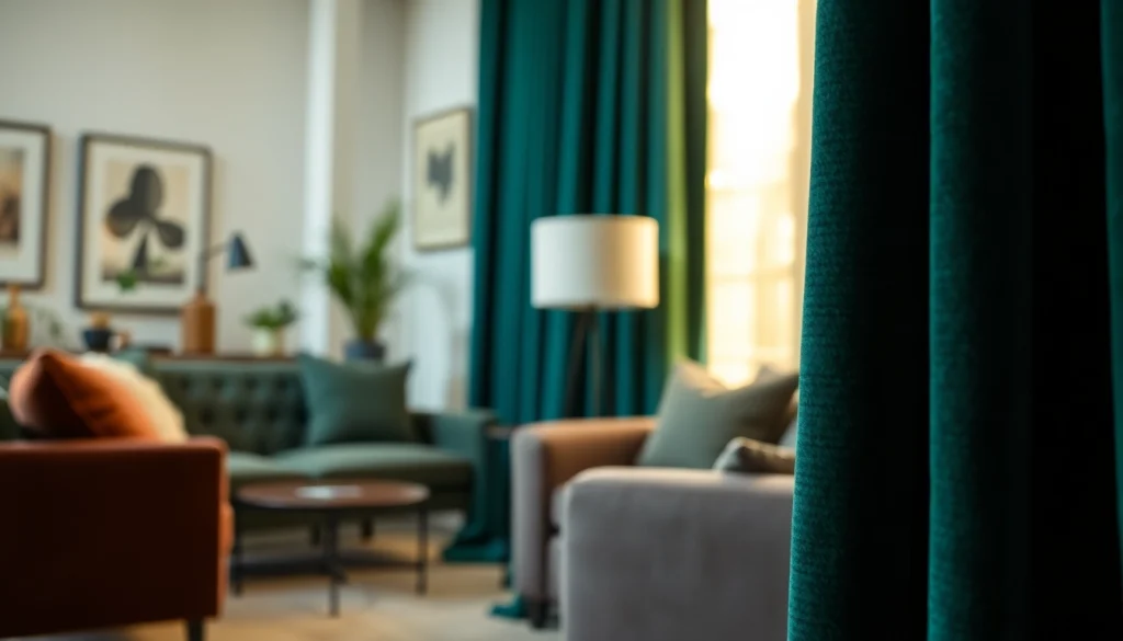 Bekijk luxe gordijnstof in een sfeervolle woonkamer met elegant interieur.