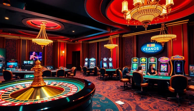 Experience excitement at nhà cái rr88 with vibrant casino tables and illuminated machines.