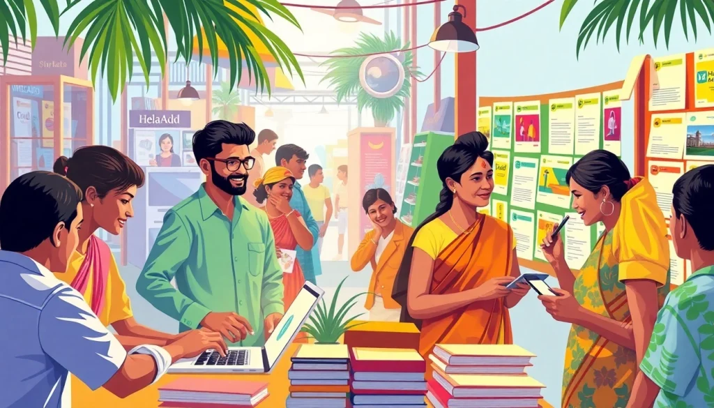 Vibrant community scene showcasing Hela Add platform for classified ads in Sri Lanka.