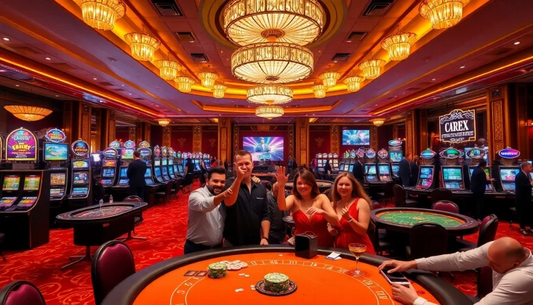 Winning excitement at a casino scene featuring https://lc88.bio/ and vibrant gaming tables.