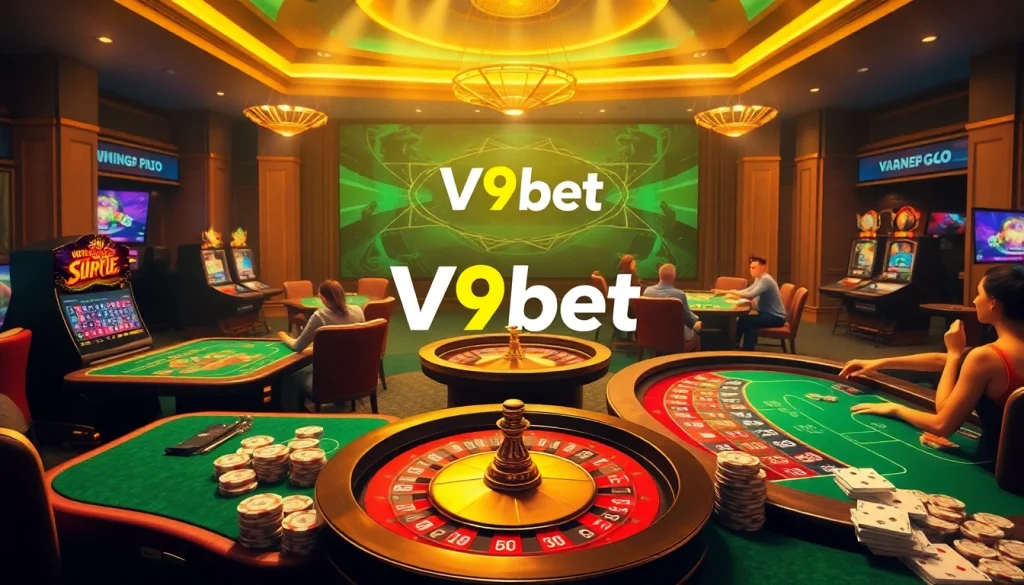 Experience the excitement of V9bet's online casino games in a vibrant gambling scene.