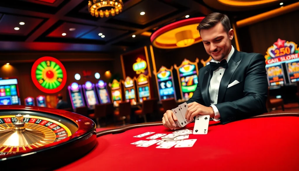 Experience the thrill at https://www.slots899.com/ with vibrant slot machines and a lively roulette wheel.