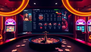 Engage in thrilling gameplay on Indibet.in with a vibrant casino table featuring roulette and slot machines.