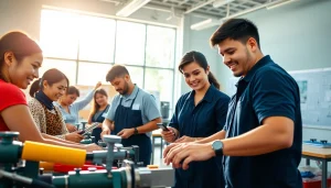 Students practicing skills in hands-on learning at hawaii trade schools with modern tools.