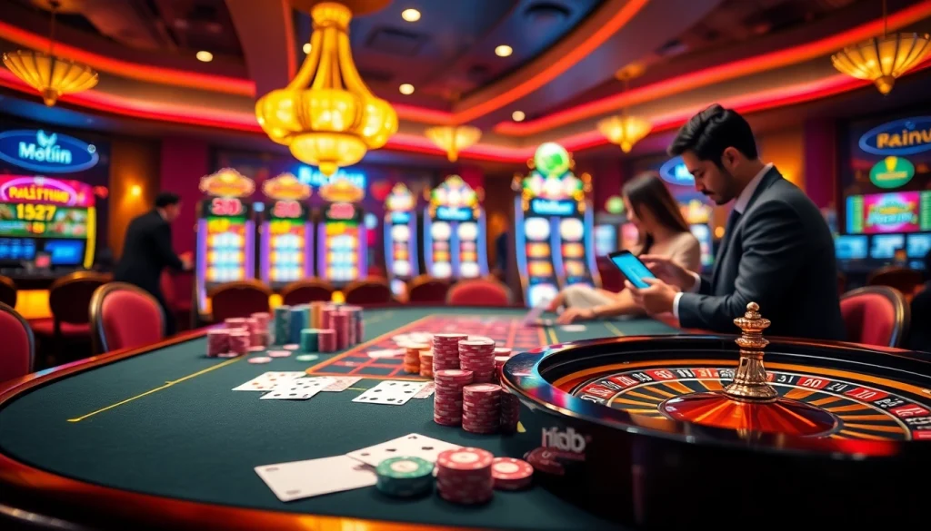 Experience the excitement of Nhà Cái Uy Tín with vibrant casino visuals and engaging gaming elements.