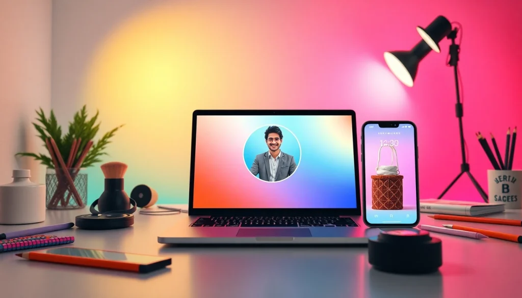 Stylish whatsapp profile photo creation featuring vibrant gradients and modern editing tools.