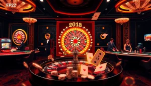 Experience excitement at PH22 with vibrant casino visuals featuring roulette, slots, and poker action.