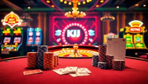 Players enjoying a thrilling poker game at KJC's luxurious casino venue.