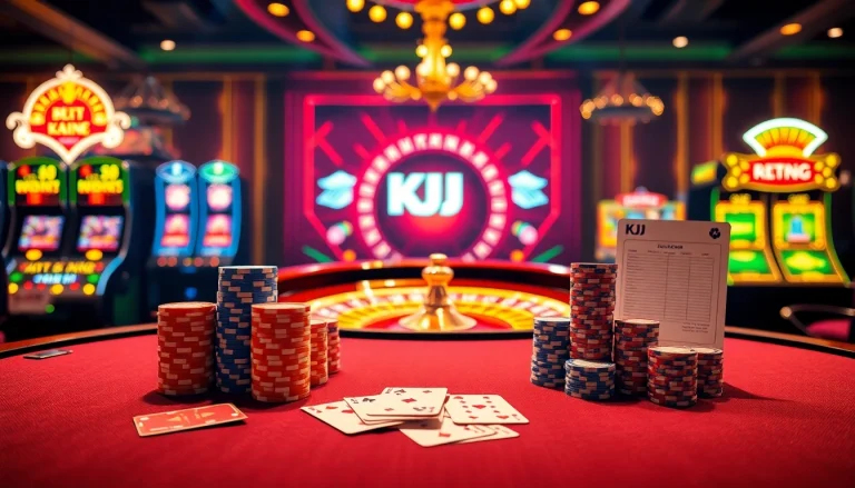 Players enjoying a thrilling poker game at KJC's luxurious casino venue.