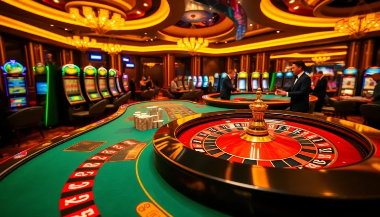 Join the thrilling sunwin experience at an upscale casino featuring poker tables and vibrant roulette.