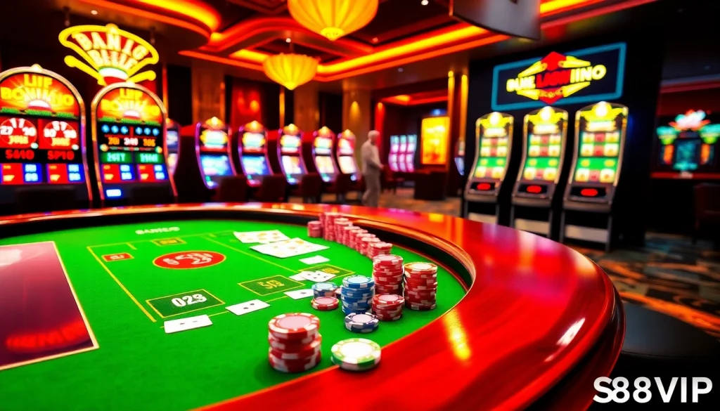 Experience the excitement of gambling with S88VIP at a vibrant casino table full of action.