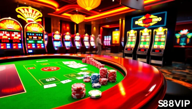 Experience the excitement of gambling with S88VIP at a vibrant casino table full of action.