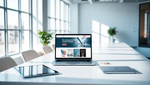 Professional web design concepts in a modern office environment.