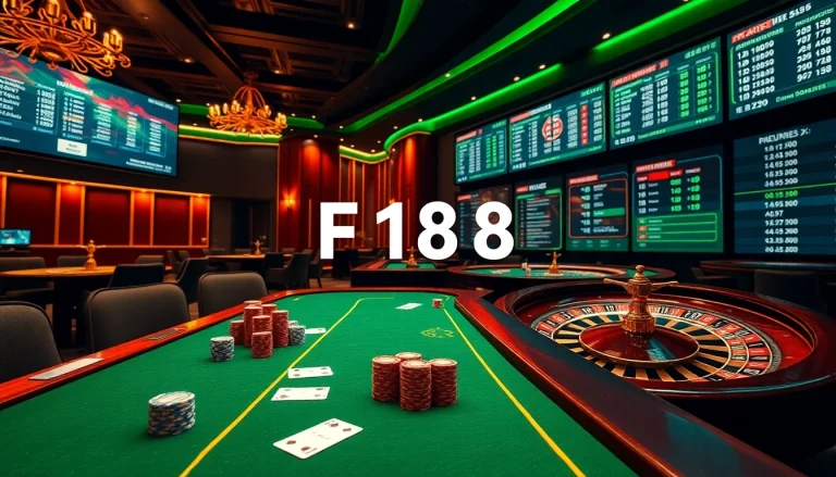 Experience the luxury of gambling with เจ้ามือรับแทง F168, featuring a stylish casino environment with vibrant betting tables and exciting games.