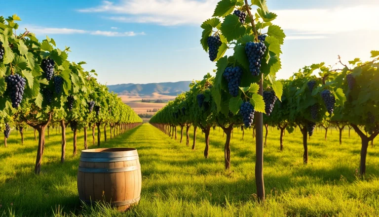 Enjoy wineries in Clarksburg with scenic vineyard views and ripe grapes.