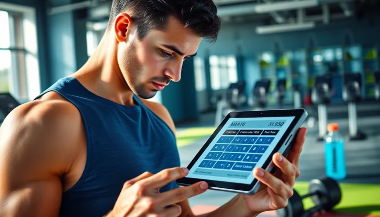 Calculate daily calorie needs quickly with this interactive calorie calculator in a gym setting.