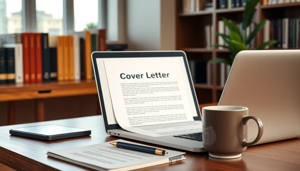 Craft an engaging Cover Letter in a professional office environment featuring modern workspace details.