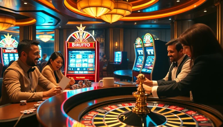 BIRUTOTO slot machine drawing players' excitement with vibrant casino atmosphere and thrilling gameplay.