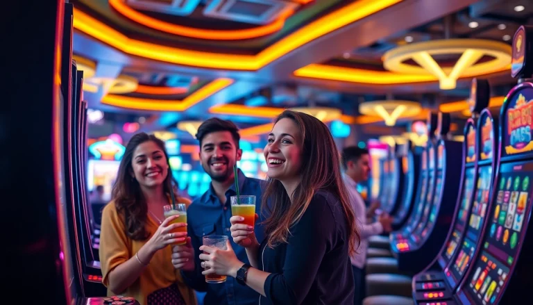 Aktivitas menarik di fixplay666 dengan pemain merayakan kemenangan di mesin slot yang berkilauan.