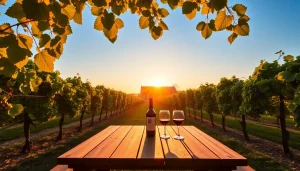 Savoring wines at Sacramento Wineries amidst lush vineyards and inviting sunset.