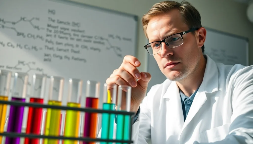 Analyzing BPC 157 healing peptide in a laboratory setting showcasing scientific research.