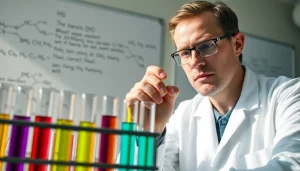 Analyzing BPC 157 healing peptide in a laboratory setting showcasing scientific research.