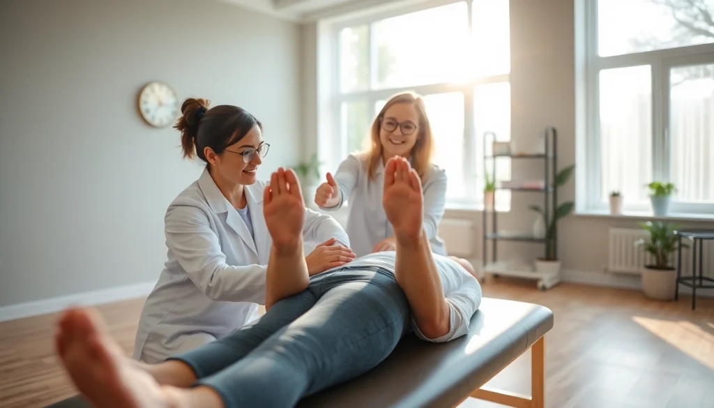 Physiotherapy Edmonton session with a physiotherapist and patient showcasing hands-on treatment techniques.