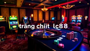 Experience the thrill of casino gaming at trang chủ lc88 with vibrant poker chips and roulette action.