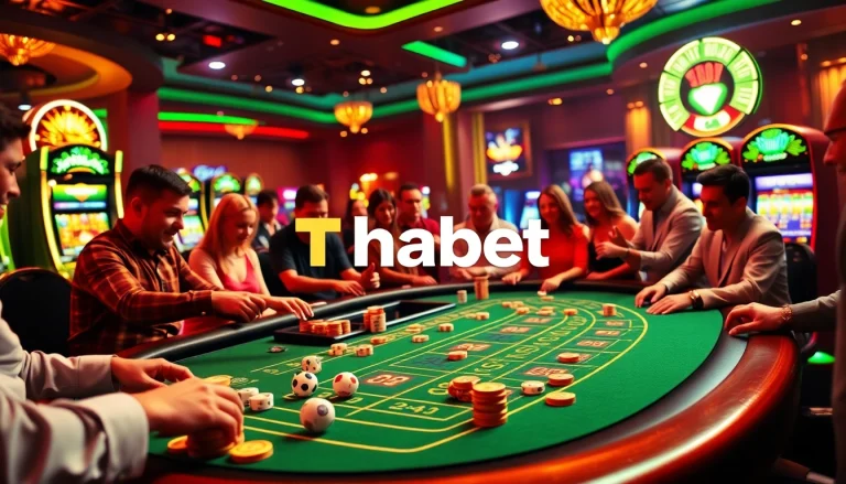 Gambling enthusiasts enjoying a game at Thabet’s luxurious casino table.