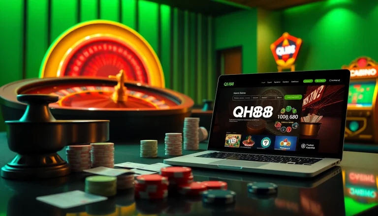 Link Vào QH88 and enjoy an immersive online gambling experience with a digital casino setting.