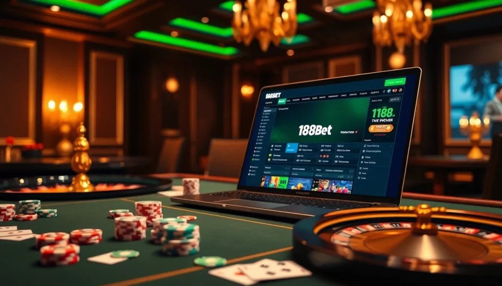 Experience the excitement of 188bet đăng nhập with vibrant casino visuals and engaging gambling elements.