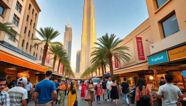 Today's UAE news highlights urban life in Dubai with a vibrant street scene.