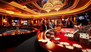 Experience thrilling wins at https://kjc.onl/ with captivating casino visuals showcasing poker chips and vibrant roulette tables.