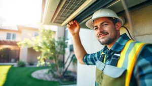 AC repair Mesa AZ by a professional technician inspecting an air conditioning unit outdoors.