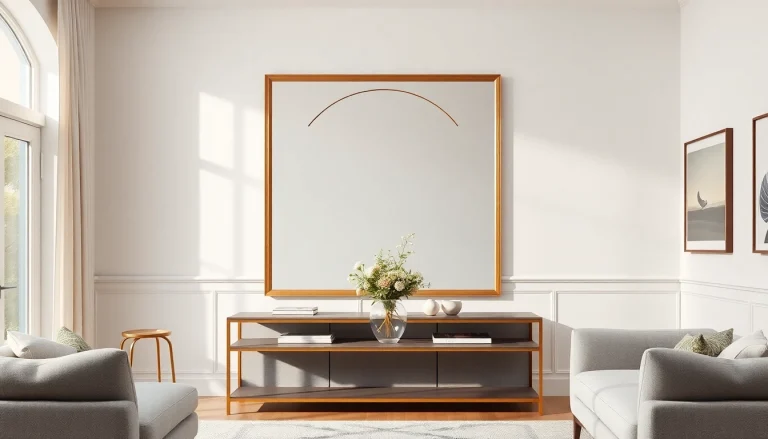 Explore the elegant handmade mirror showcased at https://merithome.co.uk in a stylish modern living room.