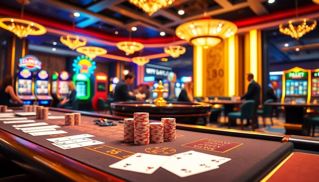 A thrilling online gambling experience at https://rr88.wales/ showcasing vibrant casino tables and exciting roulette.